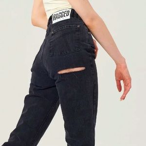 Ragged ripped jeans.